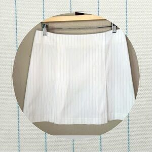 THEORY Striped Above Knee Skirt Stretch Cotton Teal & White Mini Size 10
